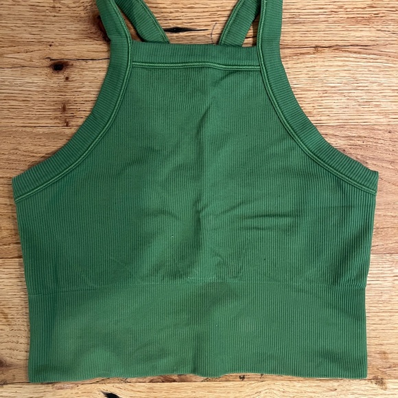 EUC Athleta Green Aurora Seamless Ribbed Halter Crop Top in Baja Green, XS - Picture 7 of 7